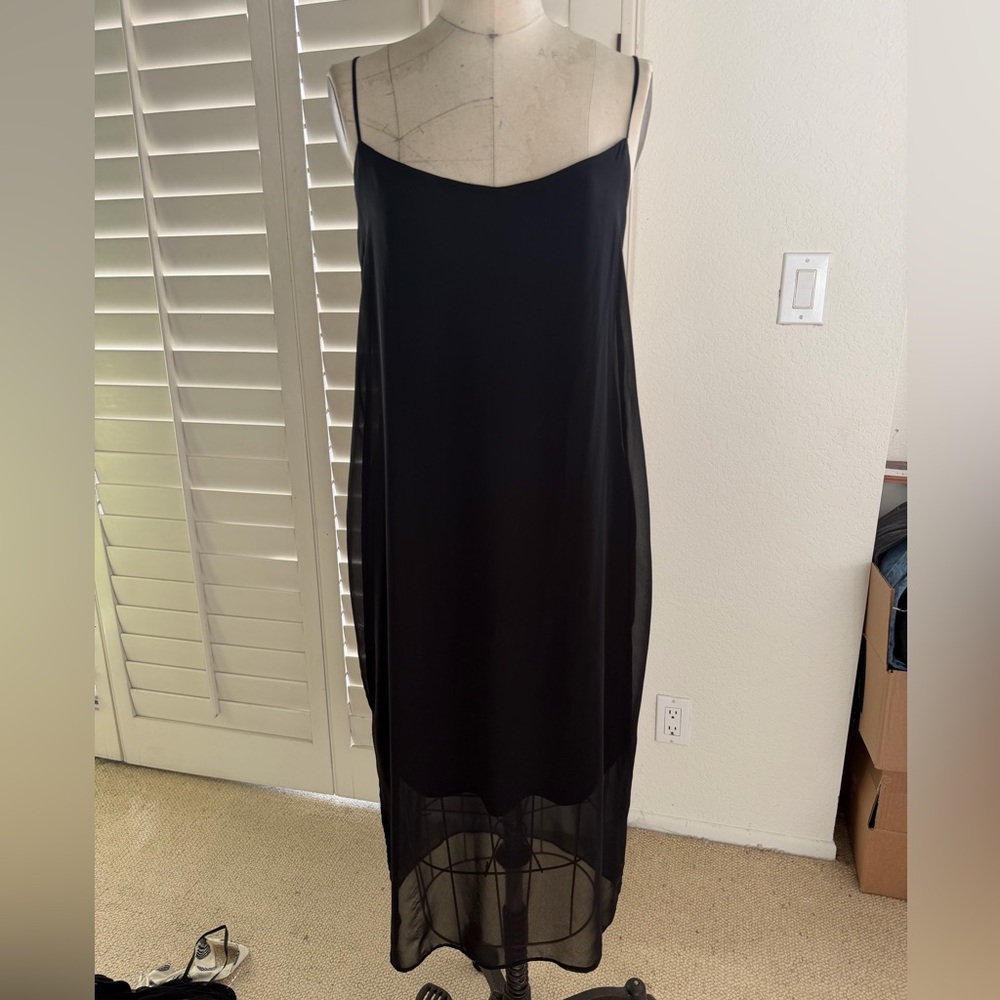 Black Slip Dress with Sheer overlay